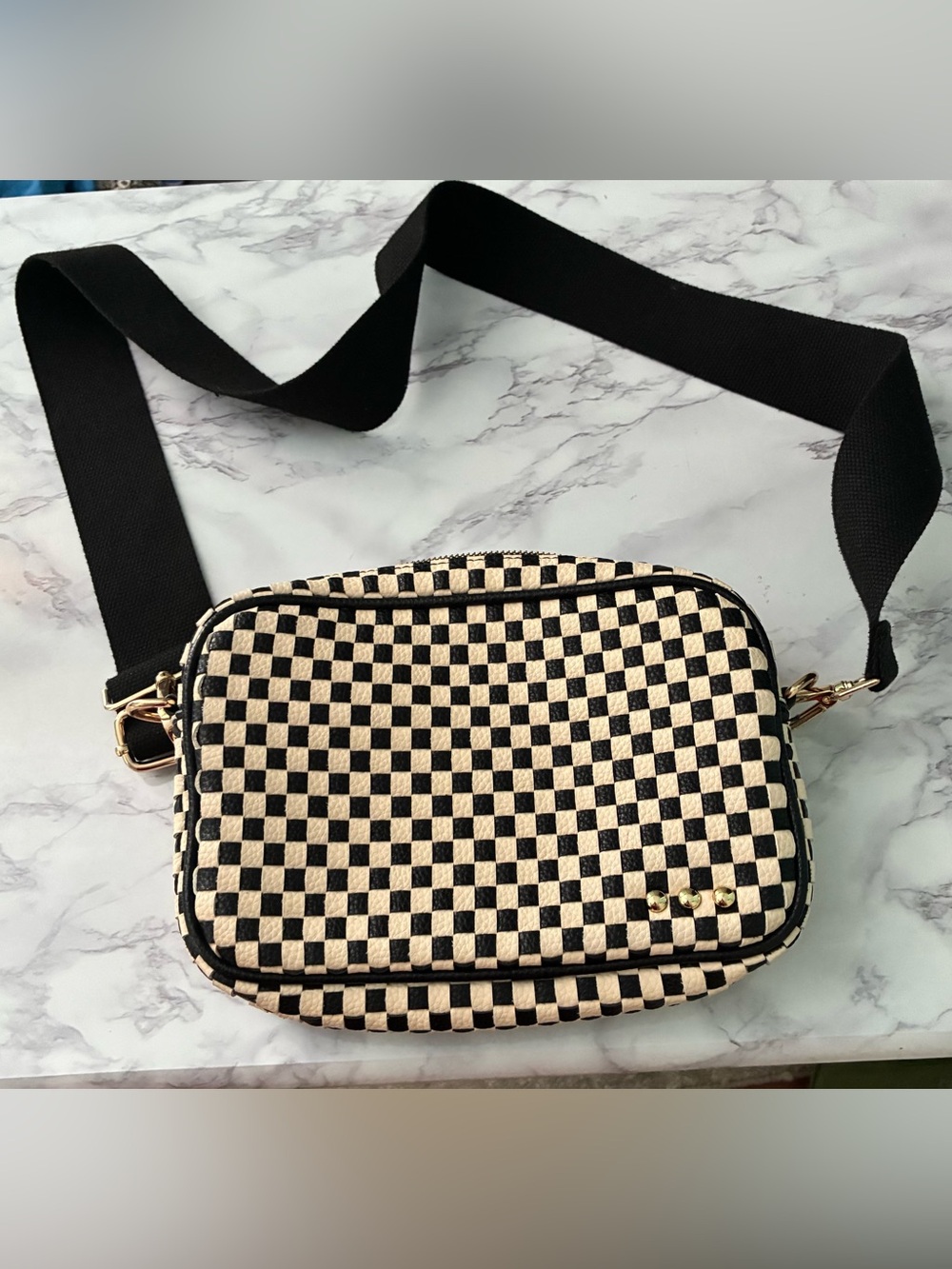 Pretty Simple Checkerboard crossbody bag with black strap